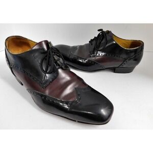 Nueva Epoca Werner Kern Men's Ballroom Leather Black Wingtip Dance Shoes sz 7